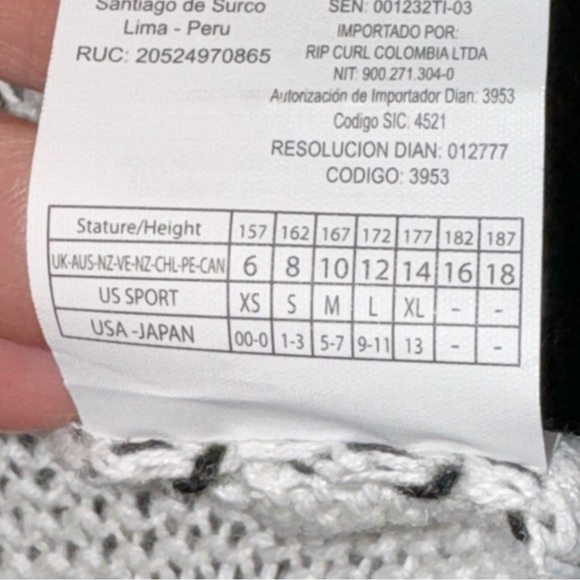 Rip Curl Cardigan Black/White Wide Stripe Open Front Sz Small/8 - Picture 7 of 9